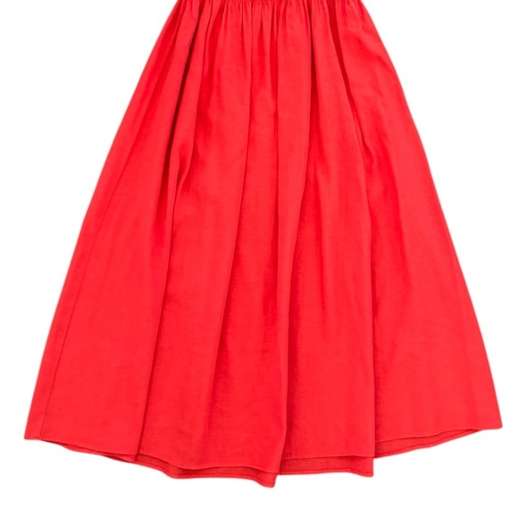 Zara Flowy Flutter Sleeve Linen Blend Midi Knee Length Dress, Coral Red, Size L - Picture 8 of 11